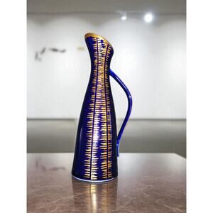 Handmolerei Blue Vase,Vintage MCM Hand Painted Dark Cobalt Blue Echt Kobalt